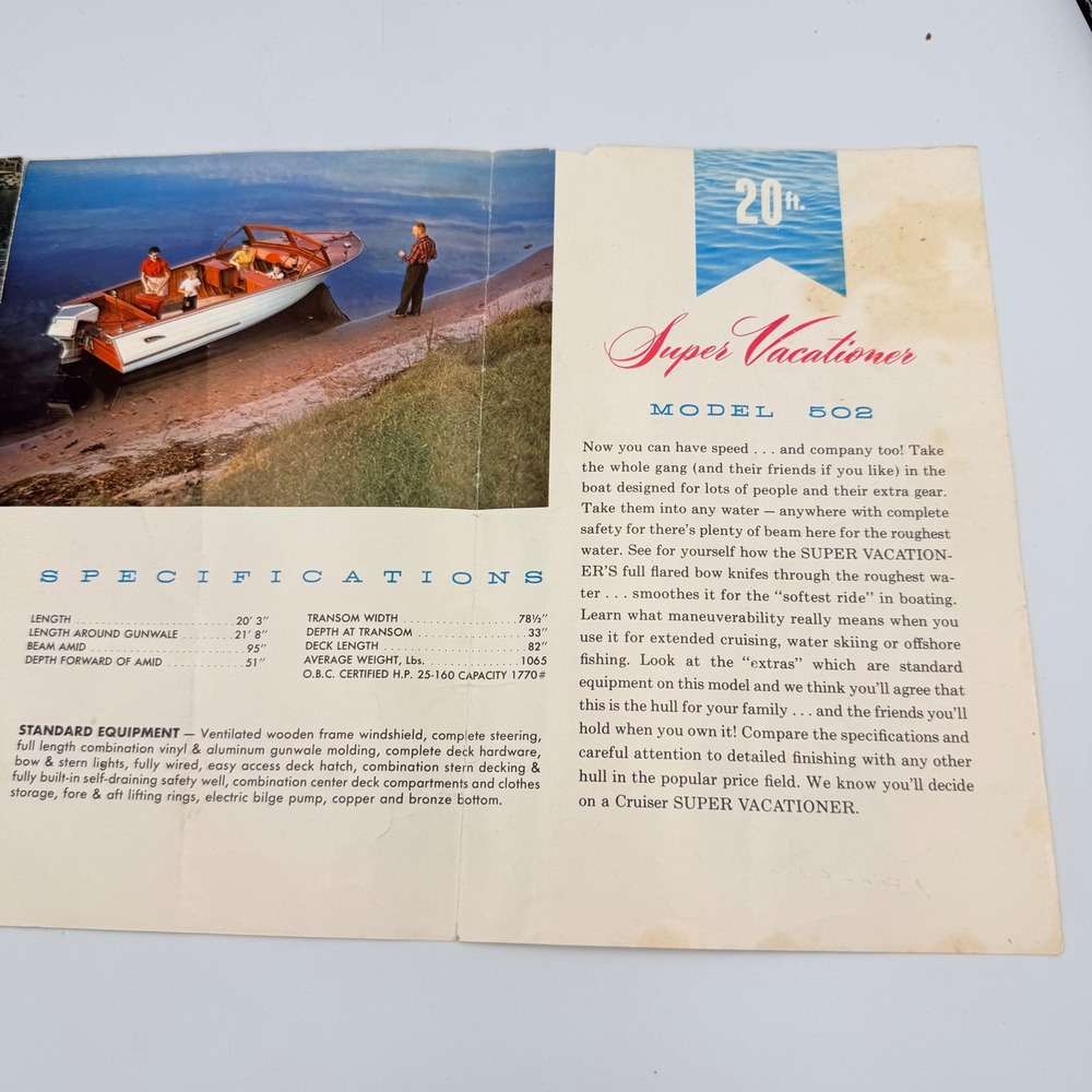 Vintage 1960 Cruisers Inc Boat Catalog Brochure Oconto Wisconsin 1960s Marine - Picture 8 of 8